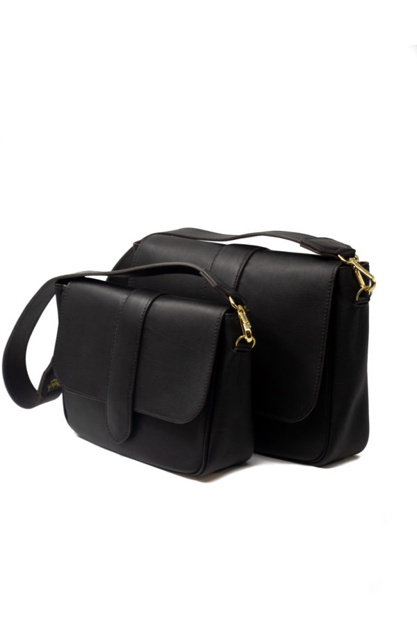 Sac Paris cuir Noir, comparatif des tailles