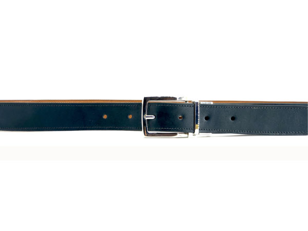 Ceinture Basile réversible Noir-cognac