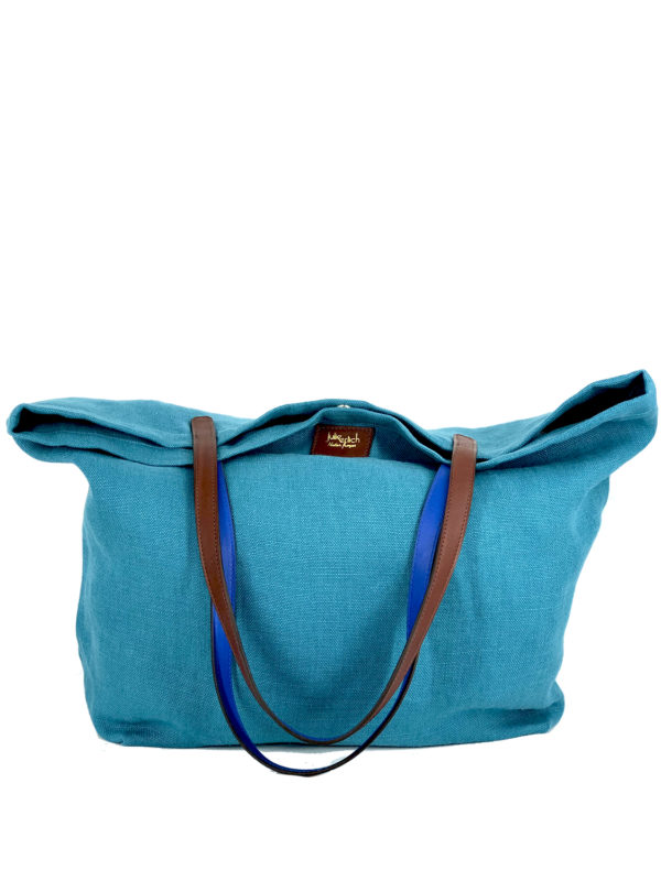 cabas turquoise plié